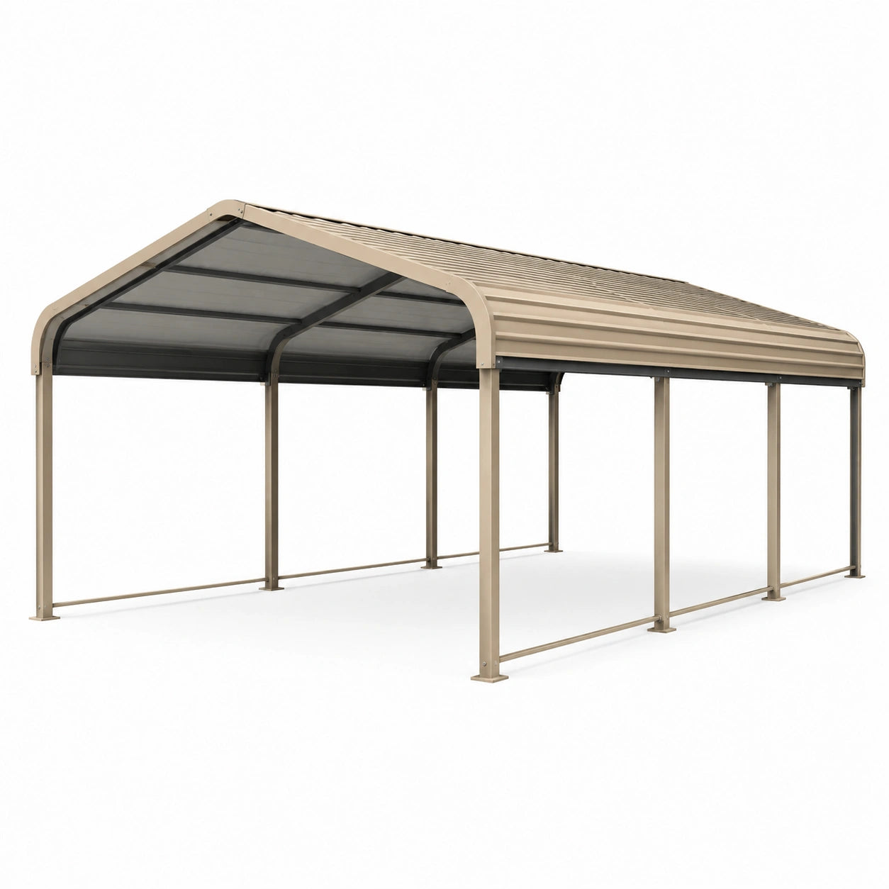 Abri voiture en aluminium avec toit en polycarbonate beige