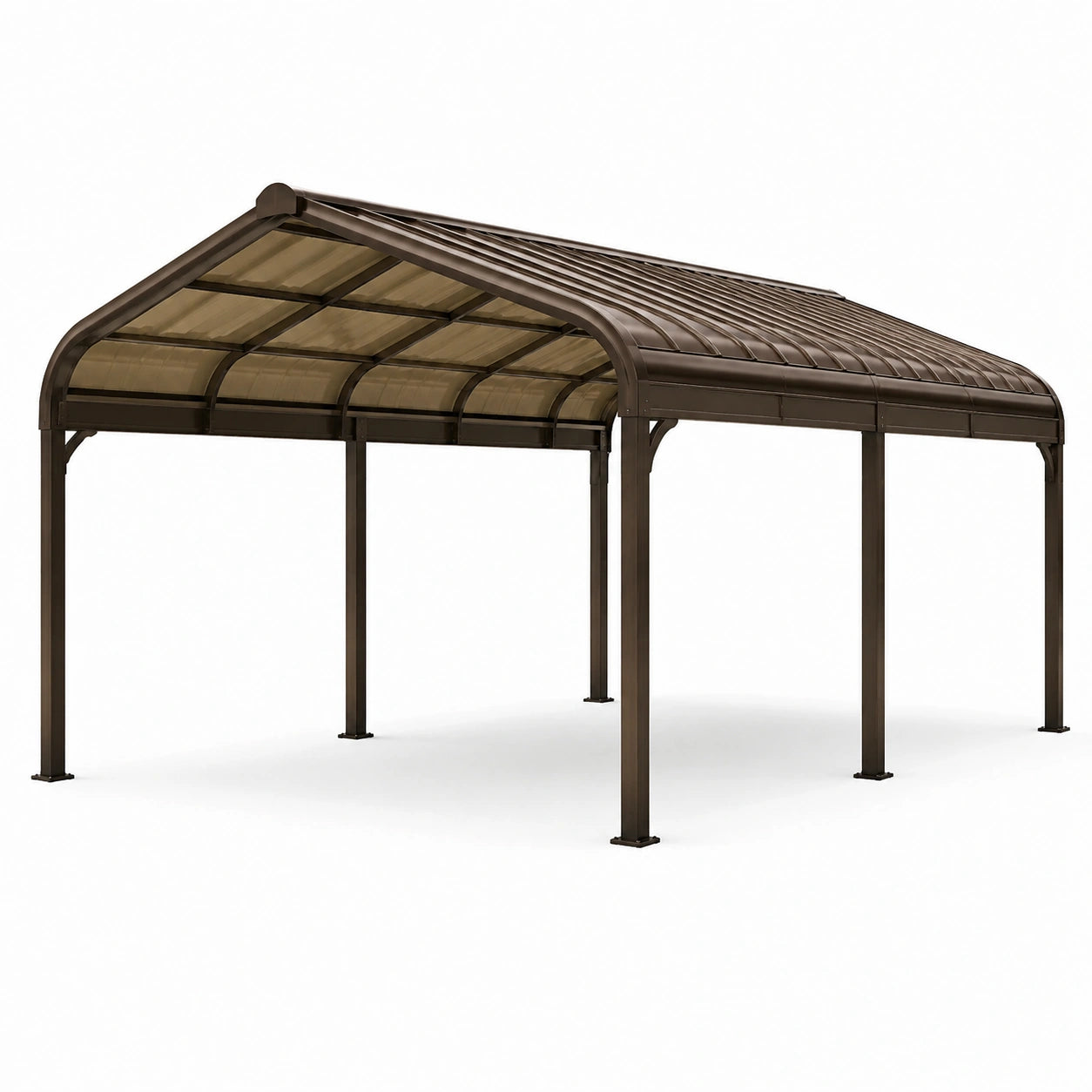Abri d'auto en aluminium et polycarbonate marron 500 x 300 cm