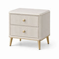 Table de chevet en cuir synthétique beige avec pieds en métal doré