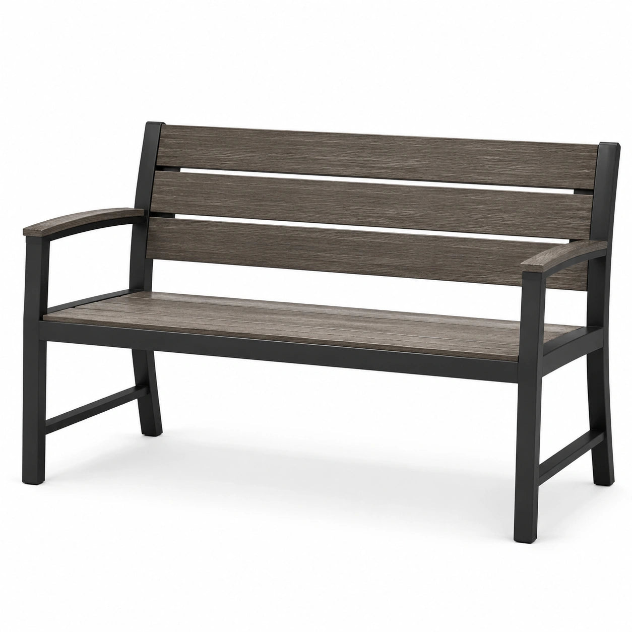 Banc de jardin en bois composite et métal 120 cm