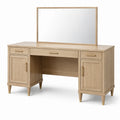 Coiffeuse en bois avec miroir et tiroirs en chêne clair