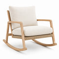 Chaise à bascule en bois et lin beige